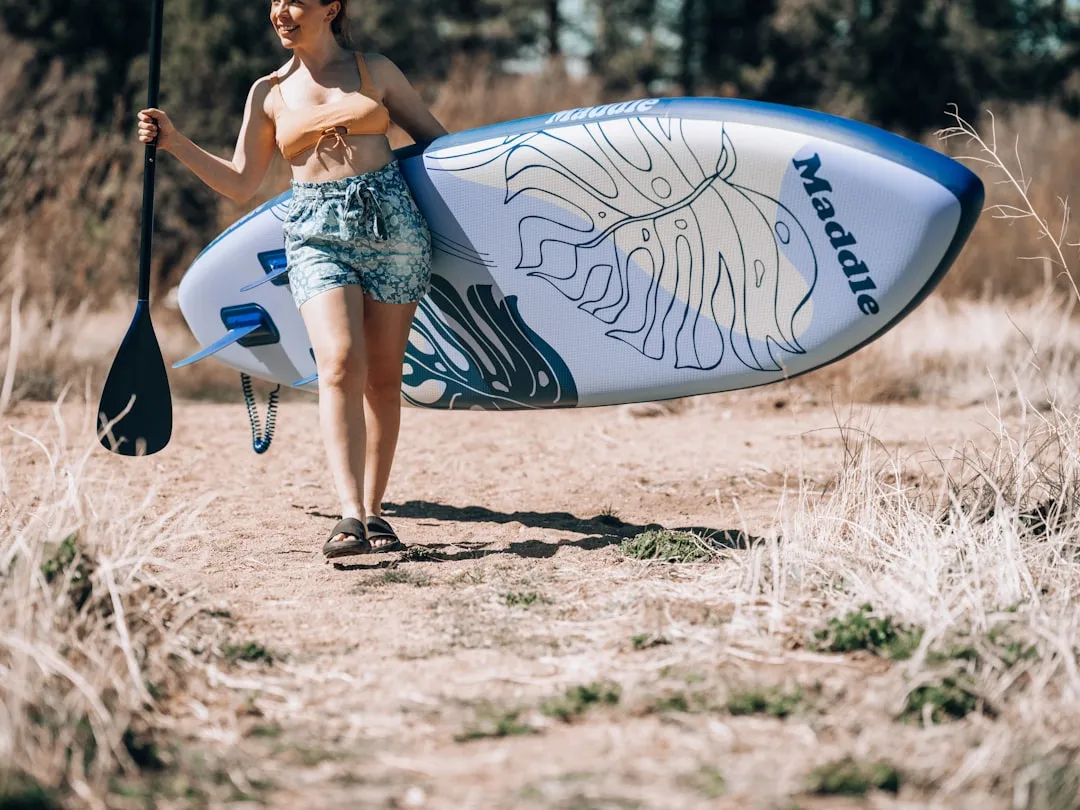 Paddle board testing on lake