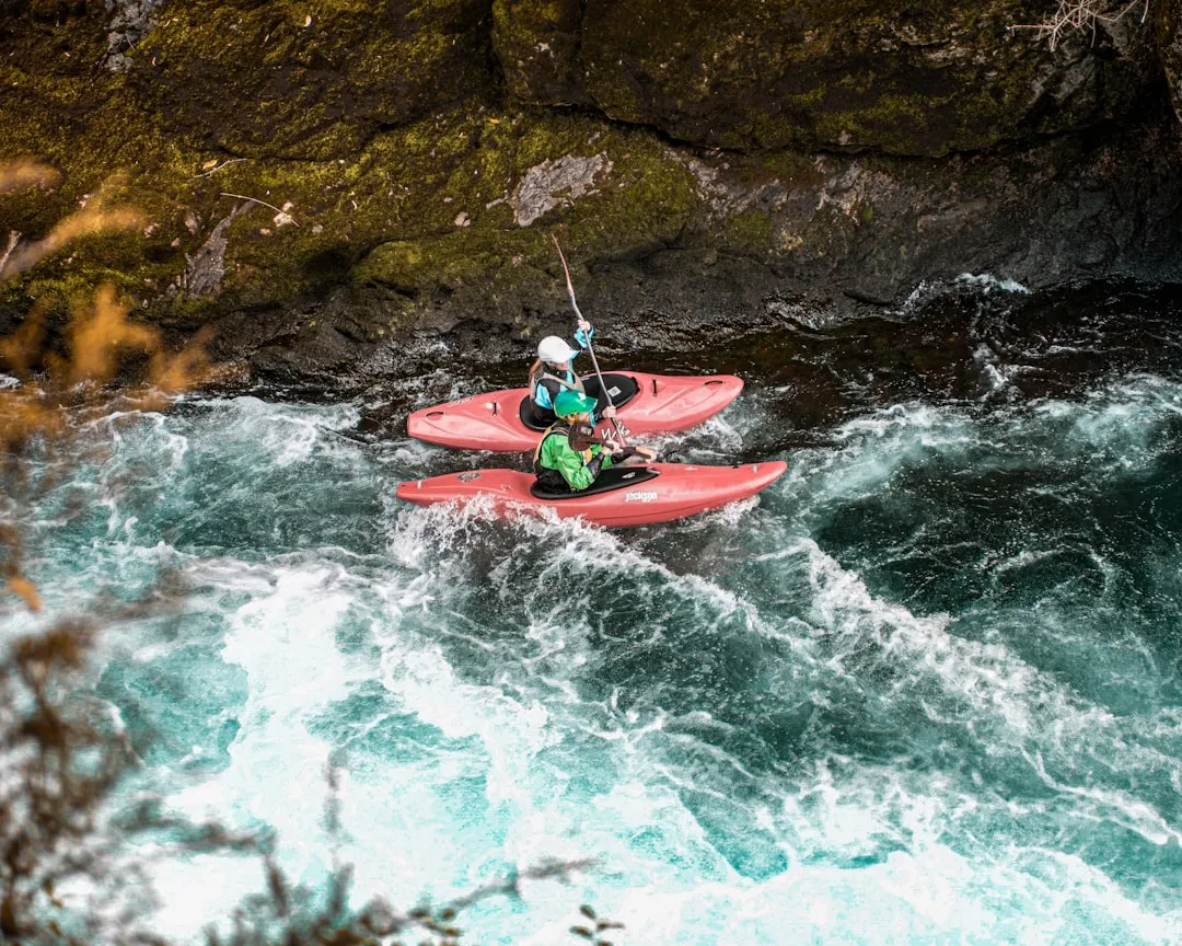 Group of kayakers paddling together on a calm lake